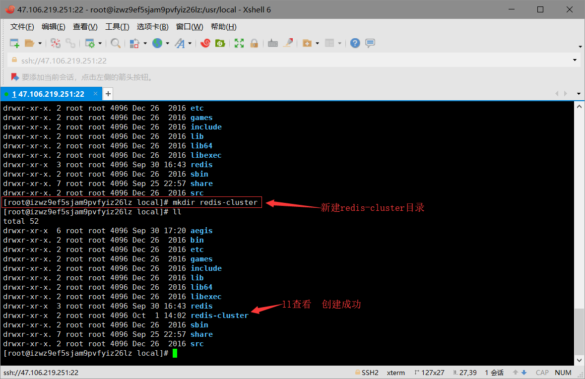 新建 Redis 集群目录